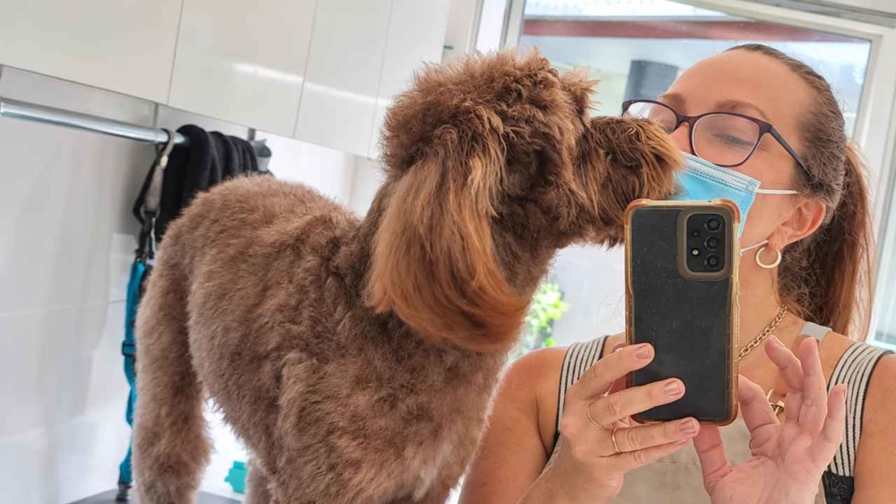 Kylie working with a dog